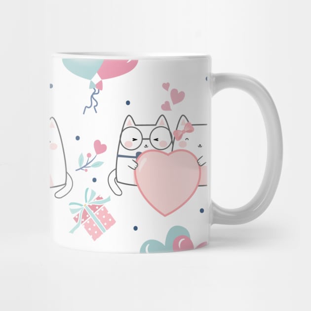 Cute Kawaii Cats with Hearts by jodotodesign